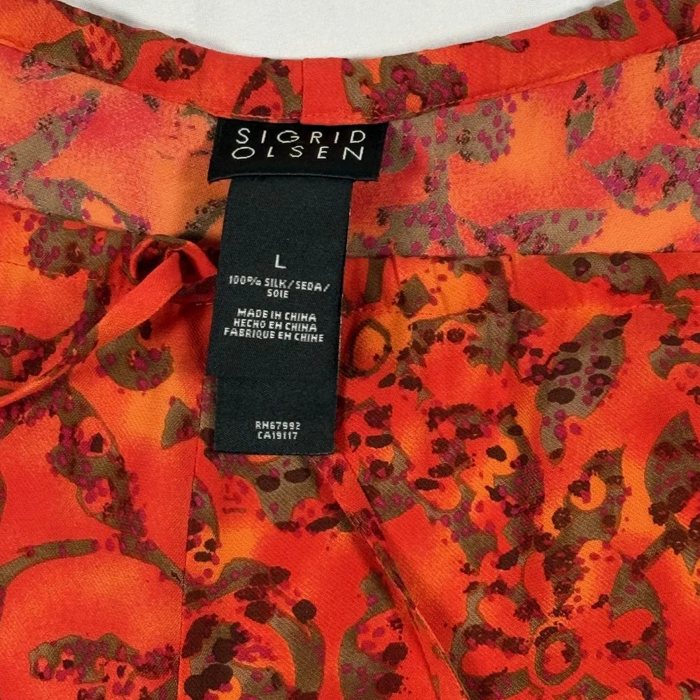 Sigrid Olsen Large Pants Silk Floral Wide Leg Resort Cruise Vacation Boho Ombre - Picture 3 of 10